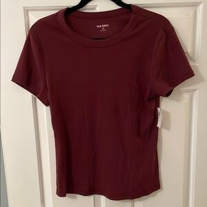 Old Navy Red Fitted Short Sleeve T-Shirt large Tall snug fit nwt
